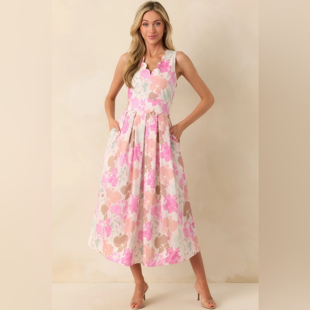 Buy 2 - Get 1 FREE - 
SOFT SPOT FOR YOU PINK ABSTRACT FLORAL PRINT MAXI DRESS